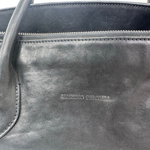 Massimo Palomba Black Leather Satchel Tote Bag Made in Italy Removable Strap