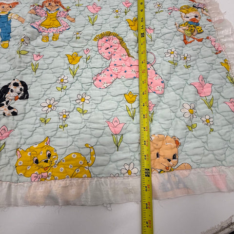 Vintage Childrens Quilted Blanket Lot Raggedy Ann Andy Puppy Applique Handmade