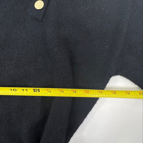 Saks Fifth Avenue Women's Sweater Dress Black Belted Puff Sleeve Button Sz L