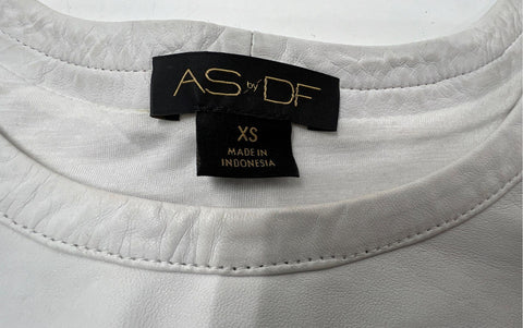 AS by DF Women's White Leather Short Sleeve T-shirt Top Sz XS