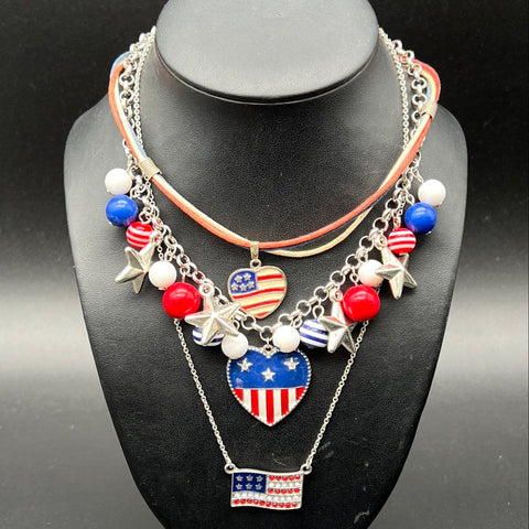 Patriotic 4th of July Costume Jewelry Lot Necklaces Bracelets Earrings Brooches