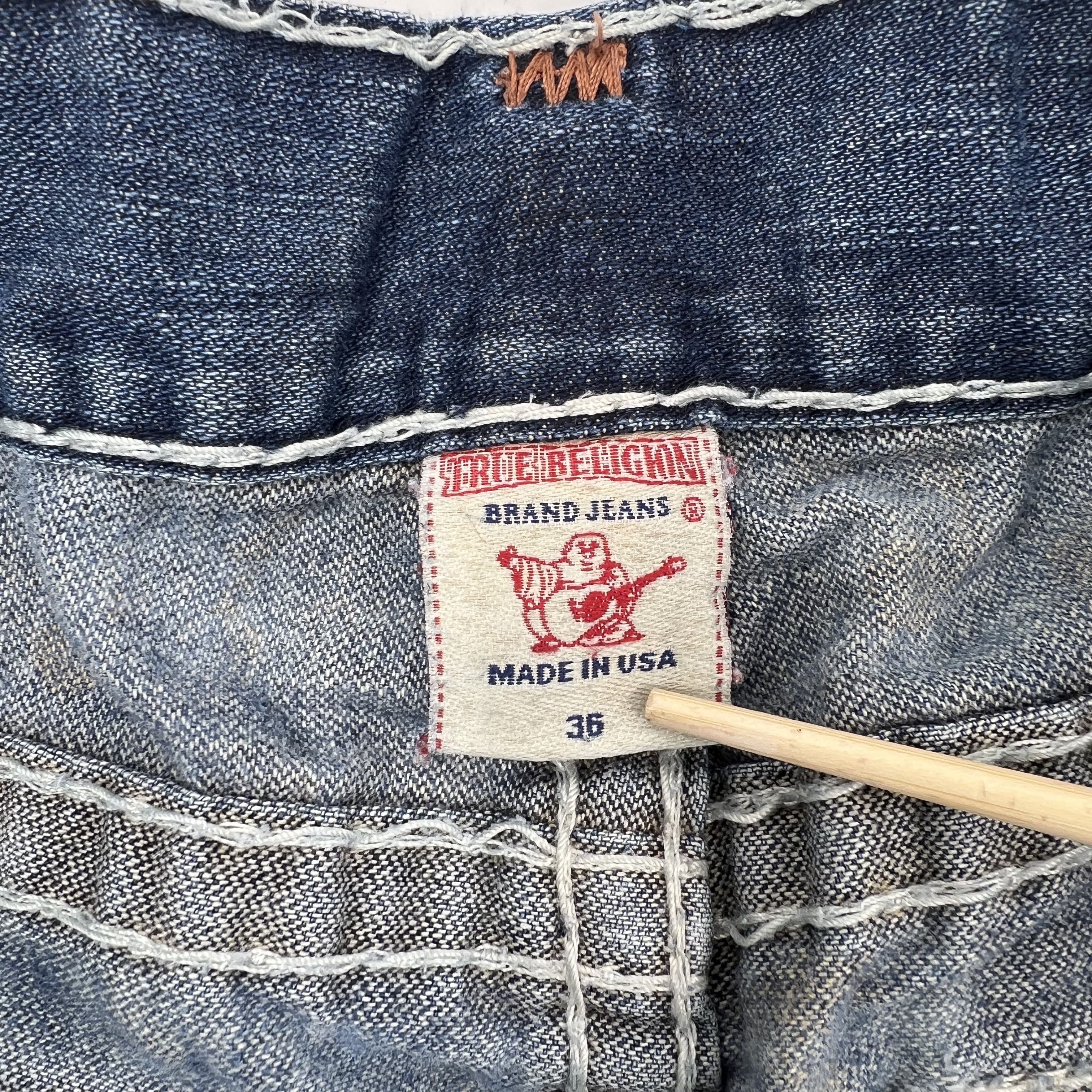 Y2K Vintage True Religion Ricky Super T Jeans Made in USA Distressed Size 36