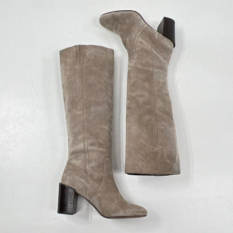 Dolce Vita Taupe Suede Tall Knee High Block Heel Boots Women's Size 8