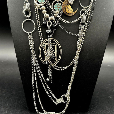 Mixed Costume Fashion Necklace Lot 20+ Pieces Silver Gold Tone Beaded Rhinestone