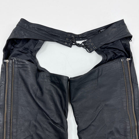 Harley-Davidson Deluxe Leather Biker Riding Chaps Side Zippers Sz 2XL