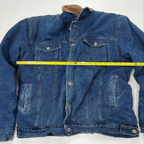 Wyoming Traders Sherpa-Lined Denim Jacket Corduroy Collar Blue Sz XL