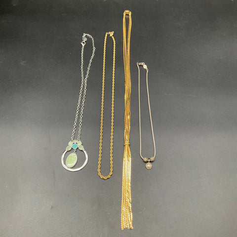 Vintage Napier Costume Jewelry Lot 7 Items Gold Silver Tone Necklaces Earrings