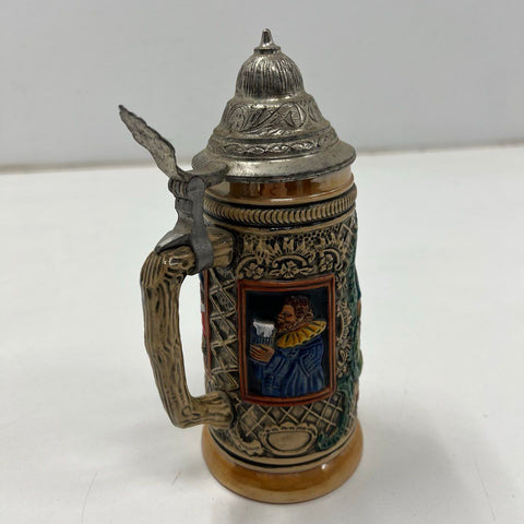 Vintage W. Germany Beer Stein Kaiserslautern Relief Ceramic Pewter Lid 5.5"