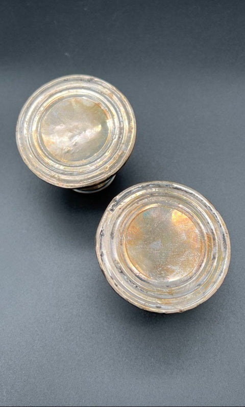 Saart Bros Diamond S Sterling Silver Candlestick Pair Cement Filled Vintage