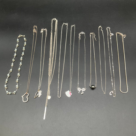 Fashion Jewelry Lot of 11 Necklaces Hello Kitty Heart Wing Rhinestone Accents
