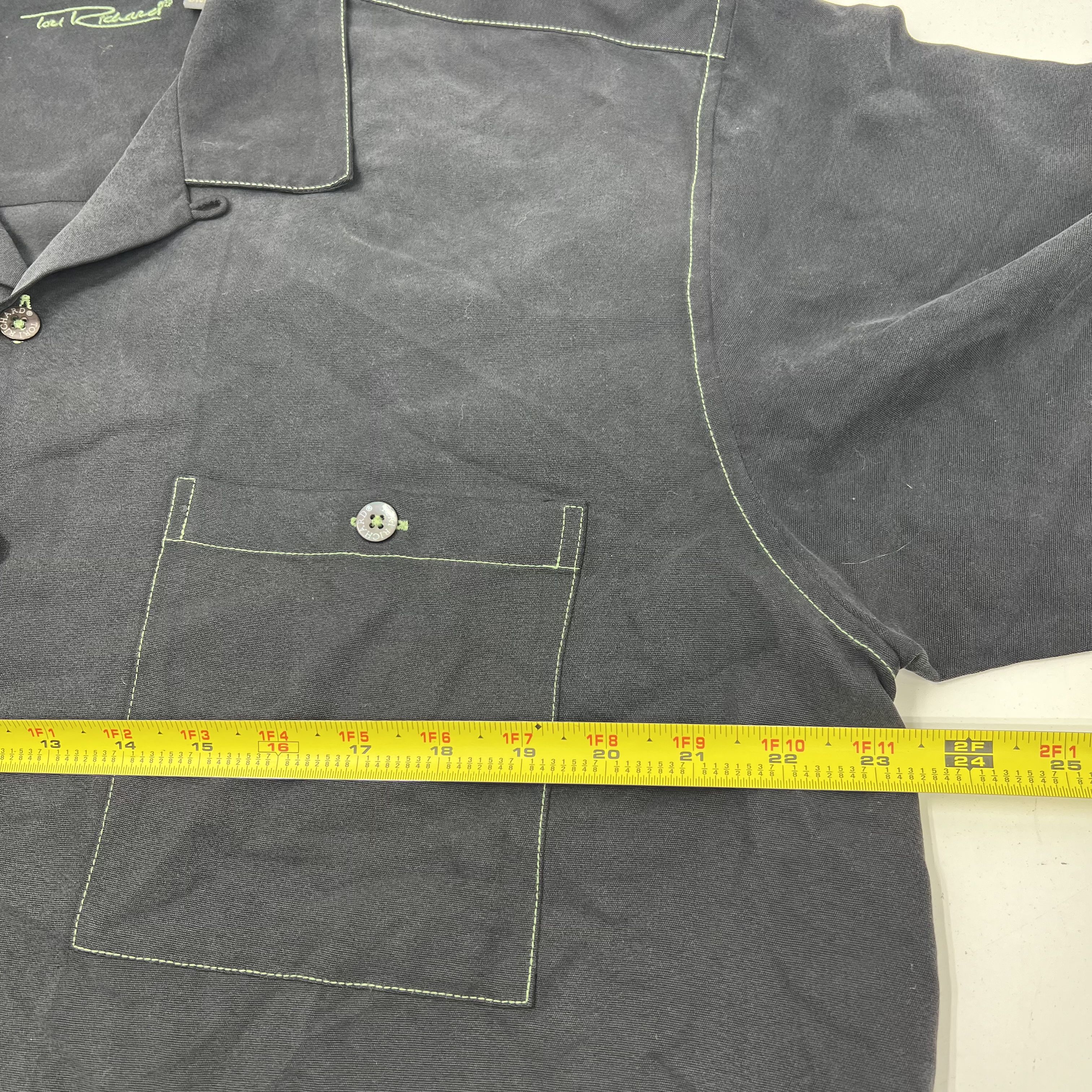 Tori Richard Silk Camp Shirt Embroidered Wish You Were Here Cruise Ship Sze L