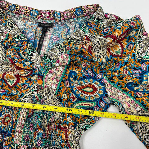 Coco + Carmen Lotus Maxi Dress Bohemian Paisley Long Sleeve NWT Sz XS