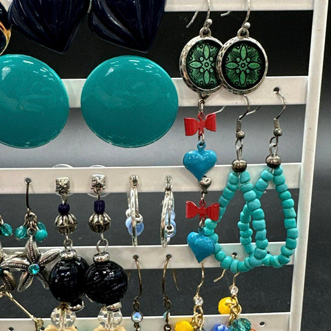 Vintage and Modern Costume Jewelry Earring Lot of 24 Pairs Studs Dangles Hoops