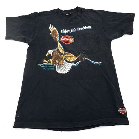 Vintage 1990 Harley-Davidson Eagle Freedom T-Shirt Single Stitch USA Sz L