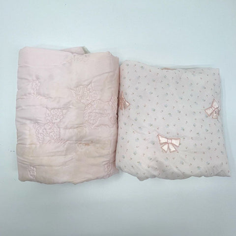 Lot of 2 Vintage 1950s Pink Crib Blanket Comforter Set American Needlecrafts