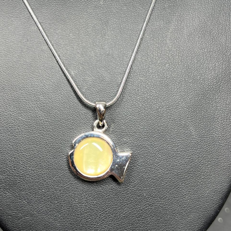 Landau Fish Pendant Silver Tone Necklace