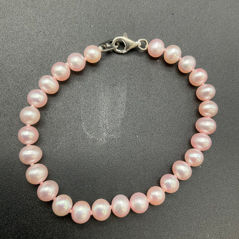 Sterling Silver 925 Pearl Jewelry Lot 6 Pieces Necklaces Bracelet Pink White