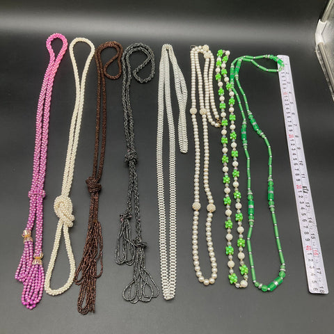 Vintage Beaded Necklaces Costume Jewelry Lot of 8 Faux Pearl Glass Tassel