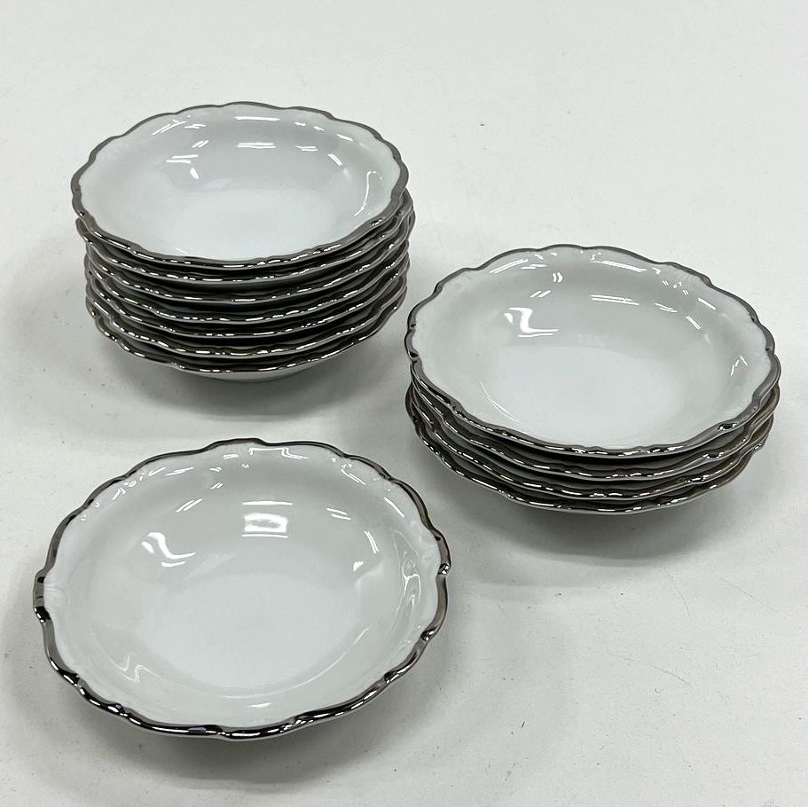 Vintage Johann Haviland Bavaria Platinum Rim Baroque Porcelain Fruit Bowls Lot