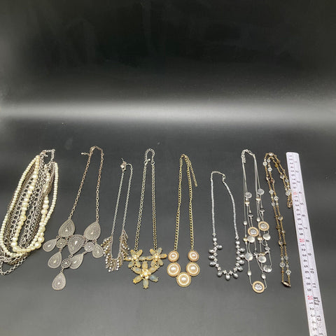 Vintage to Modern Costume Jewelry Necklace Lot of 8 Gold and Silver Tone