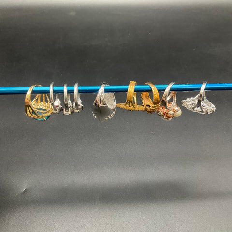 Vintage and Modern Costume Jewelry Ring Lot of 9 Mixed Sizes Gold Silver Tone