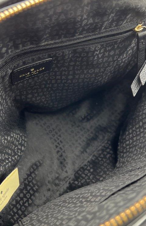 Kate Spade Black Pebbled Leather Dome Satchel Crossbody Bag Gold Hardware