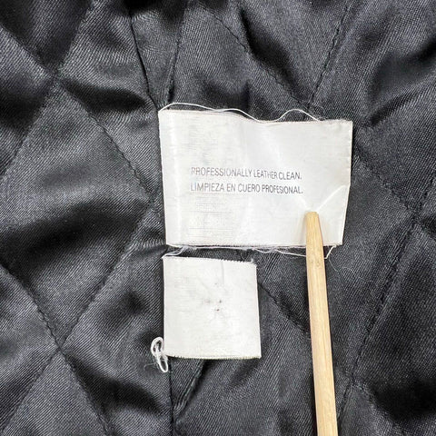 Vintage Y2K Kathy Ireland Black Genuine Leather Quilted Jacket Womens L