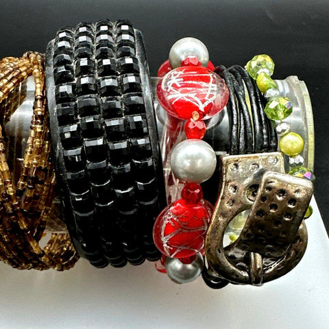 Lia Sophia Boho Eclectic Jewelry Lot 30 Bracelets Bangles Cuffs Beaded