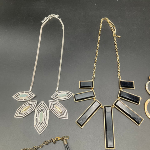 Modernist Statement Necklace Lot of 7 Baer SF Black Gold Silver Tone Chokers