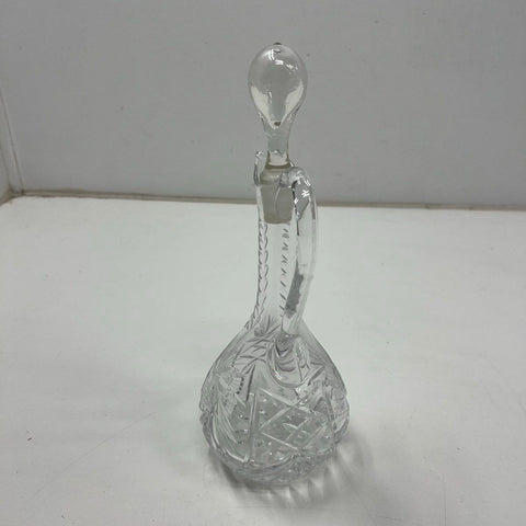 Vintage Cut Crystal Glass Wine Cruet Decanter Pinwheel Pattern w/ Stopper 12.25"
