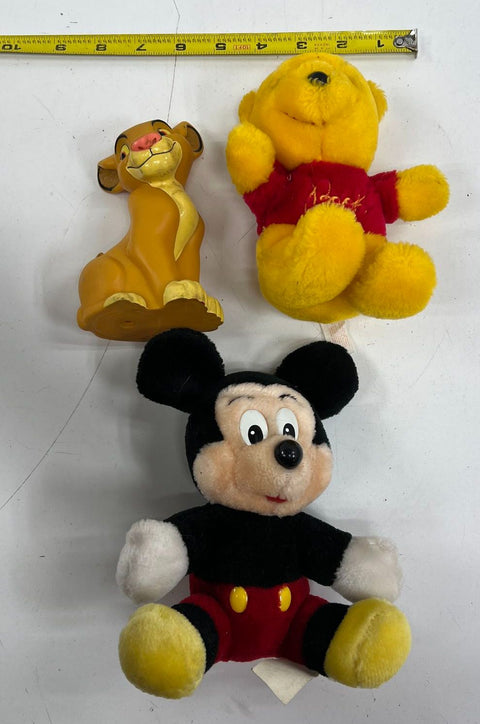 Vintage 70s 80s 90s Disney Toy Lot Mickey Bank Pooh Plush Donald Figures