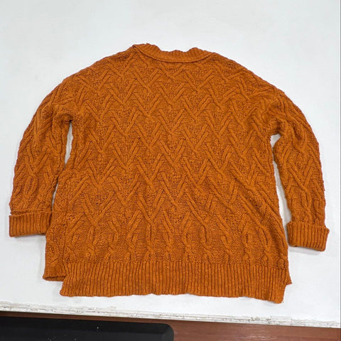 Free People Women's Wildflower Cardigan Burnt Orange Chunky Knit Slouchy Size M