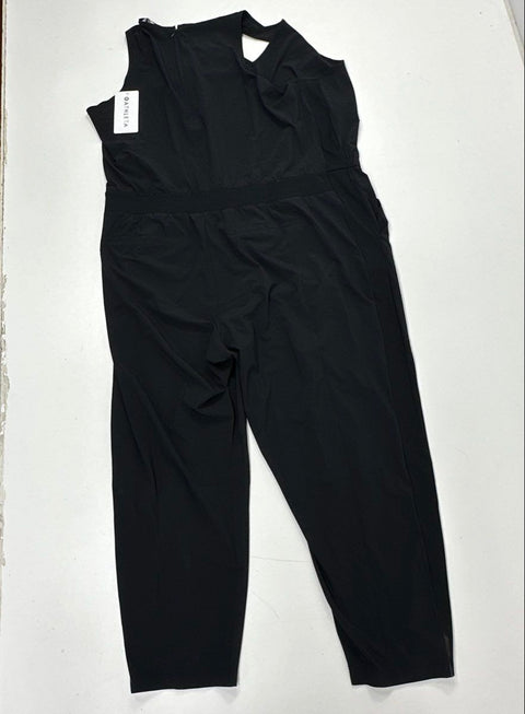 Athleta Women's Brooklyn Jumpsuit Black Featherweight Stretch Ankle NWT Sz 24