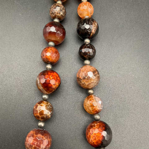 Faceted Agate Beaded Necklace 91% Silver Clasp Tested Silver Plated Beads 18"