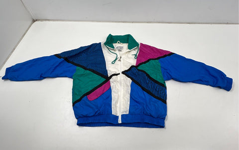 Vintage 90s Casual Isle Colorblock Geometric Nylon Tracksuit Windbreaker Sz L
