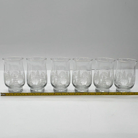 Libbey Winter Wonderland Frosted Footed Glass Set 6 Piece Vintage 5 Inch
