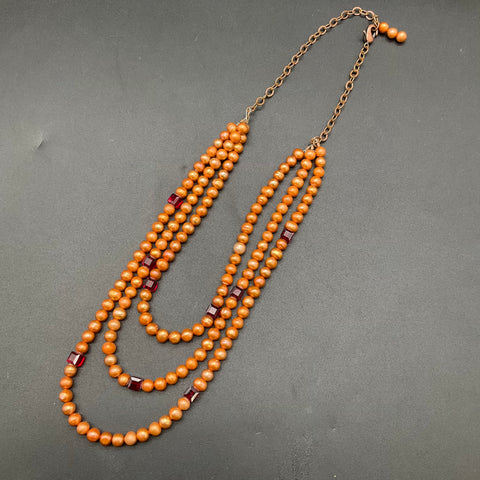 Pearl Costume Jewelry Lot 6 Necklaces 1 Pair Earrings Heart Pendants 0.48lb