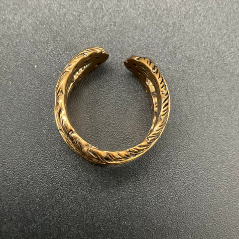 Barse Bronze Tone Feather Wrap Bypass Ring Size 7 Adjustable Thailand