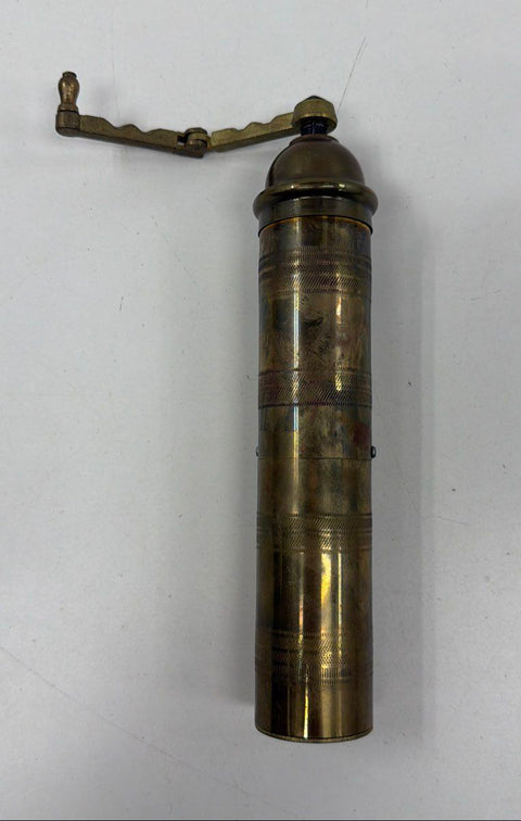 Vintage Brass Pepper Mill Spice Grinder Hand Crank Made in Greece 11 Inch