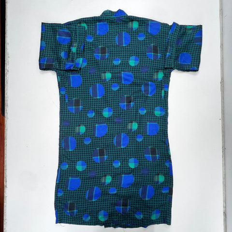 Vintage 90s Christian Dior Monsieur Men's Robe Blue Green Houndstooth Sz OS