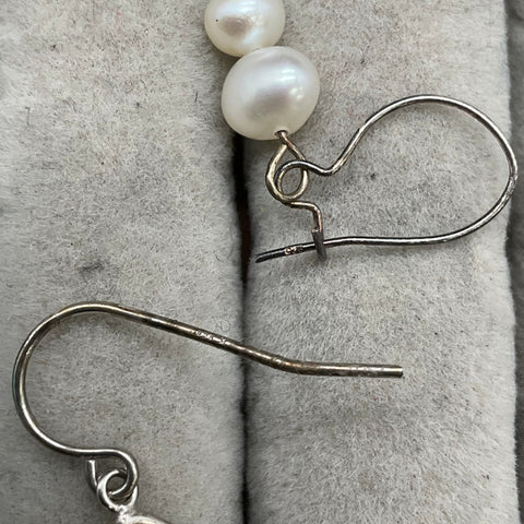 Sterling Silver 925 Pearl Gemstone Earring Lot of 10 Pairs Studs Dangles