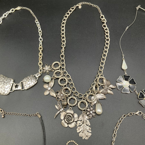 Silver Tone Floral Nature Theme Fashion Jewelry Necklace Lot of 6