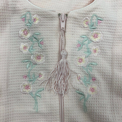 Miss Elaine Women's Robe Duster Lot of 2 Pink Blue Waffle Knit Embroidered M