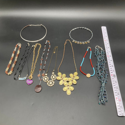Boho Statement Jewelry Lot of 10 Necklaces Bib Beaded Collar Heart Styles