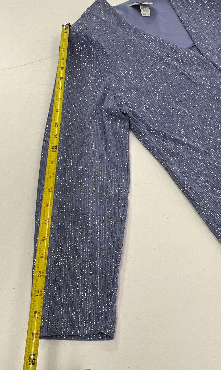 Vintage R&M Richards Periwinkle Sparkle 2-Piece Dress & Jacket Set Sz 16