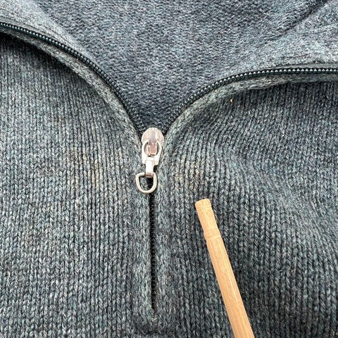 Gran Sasso Men's Blue Green Cashmere Wool Quarter Zip Mock Neck Sweater XL