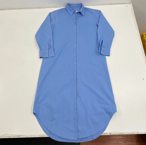 Maeve Anthropologie Women's Blue Long Sleeve Button Front Midi Shirtdress XS