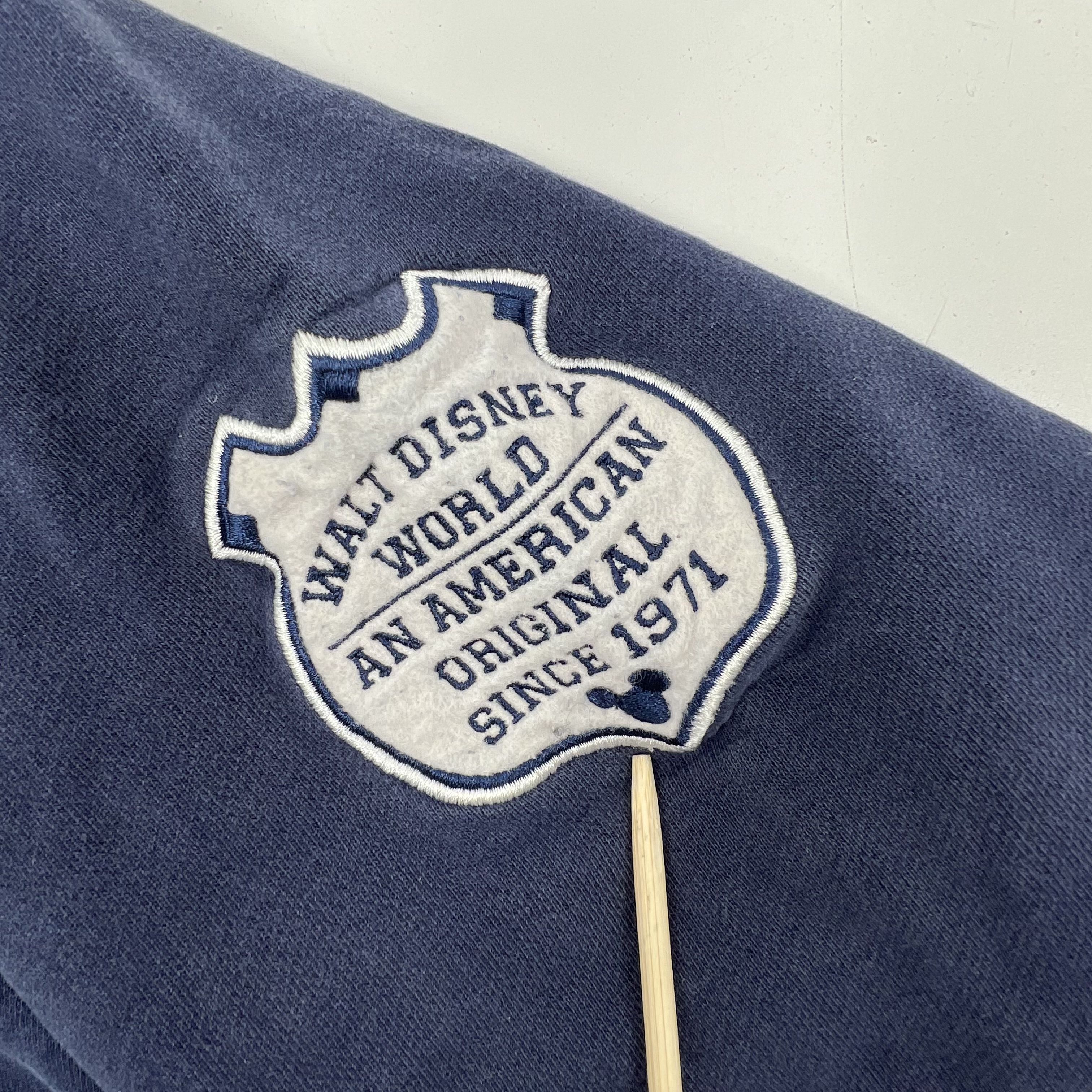 Vintage Y2K Walt Disney World Blue Embroidered WDW American Flag Hoodie Mens XL