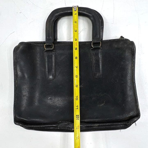 Vintage 80s Coach 9315 Black Leather Small Brief Bag Top Handle Satchel Handbag
