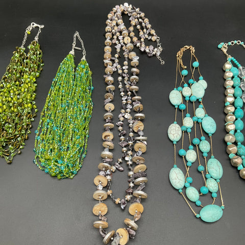 Chico's Avenue Sophia Beaded Statement Necklace Lot of 5 Multi-strand Turquoise